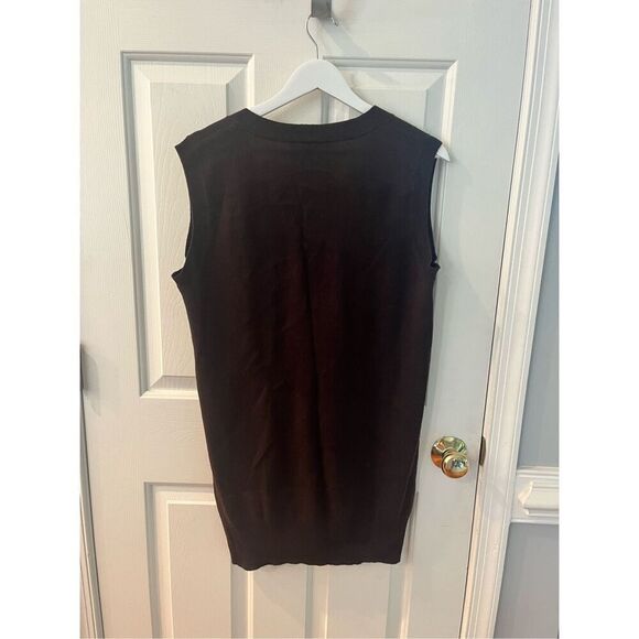 WoolOvers Brown Wool & Cashmere Long Line V-Neck Cardigan Vest sz M NWT - Picture 6 of 7